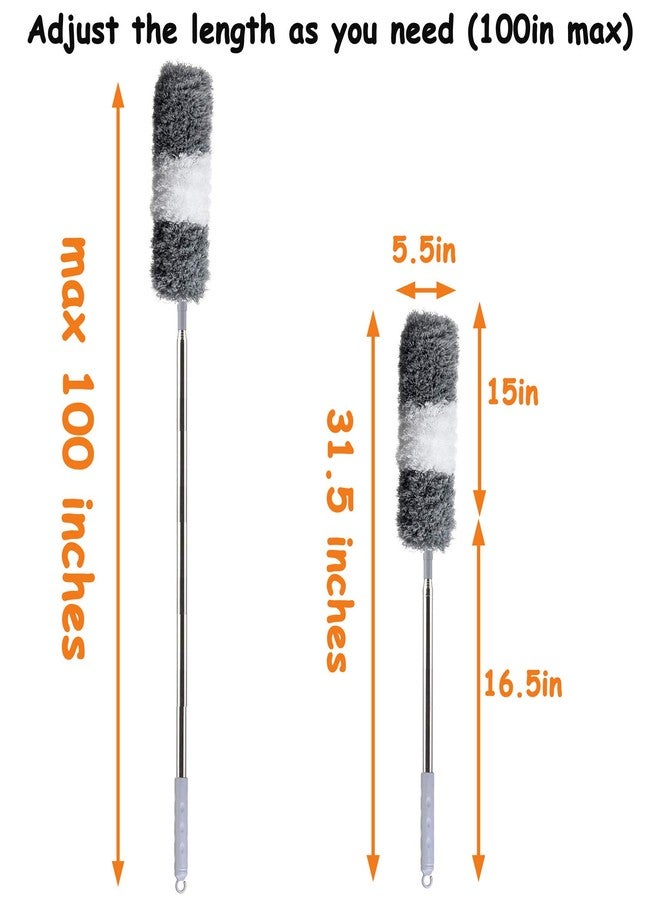 Jonbyi Upgraded Microfiber Duster for High Ceiling with Extension Pole(Stainless Steel)31.5-100 Inch, with Bendable Head. Cleaner with Long Extendable Handle for Cleaning Cobweb,Ceiling Fan,Blinds,Furniture - Image 3